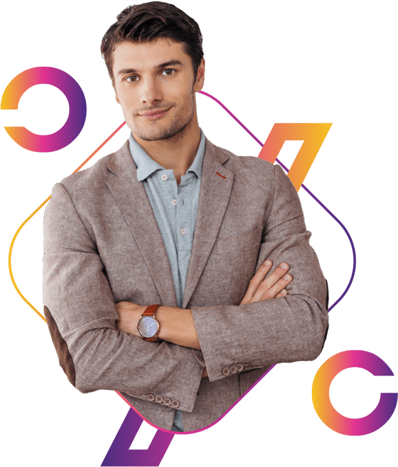 Young business man with his arms crossed.