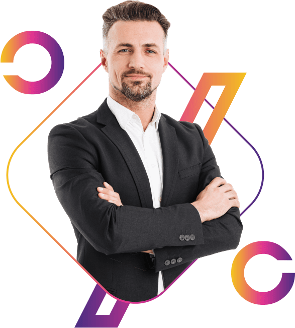 Young business man with his arms crossed.