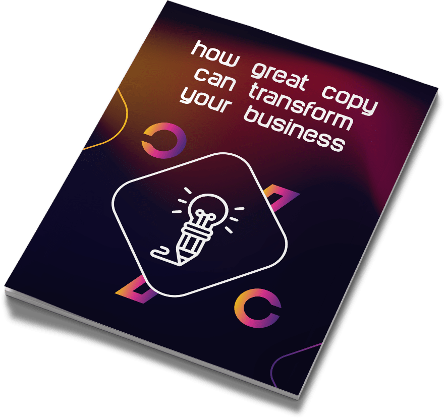 Cover mockup of "How Great Copy Can Transform Your Business"