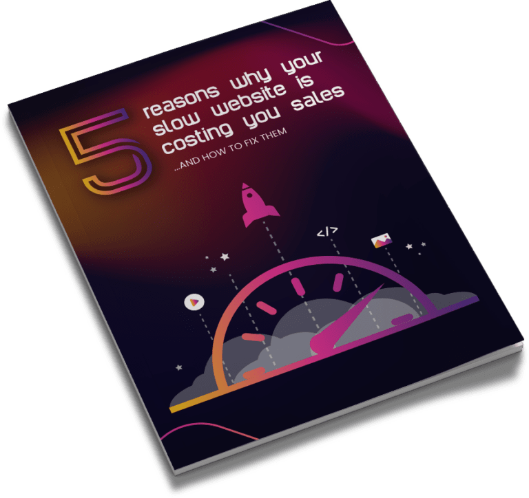 Cover mockup of "5 Reasons Why Your Website Is Costing You Sales"