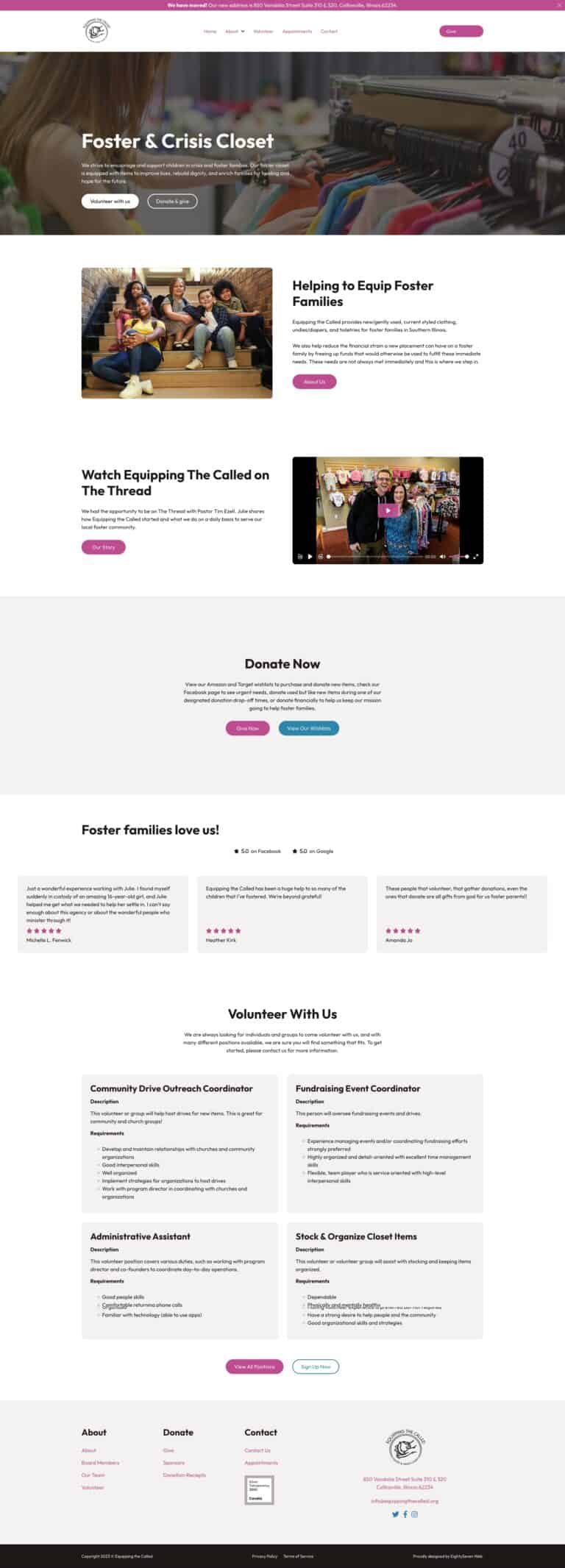 Screenshot of Equipping the Called website.