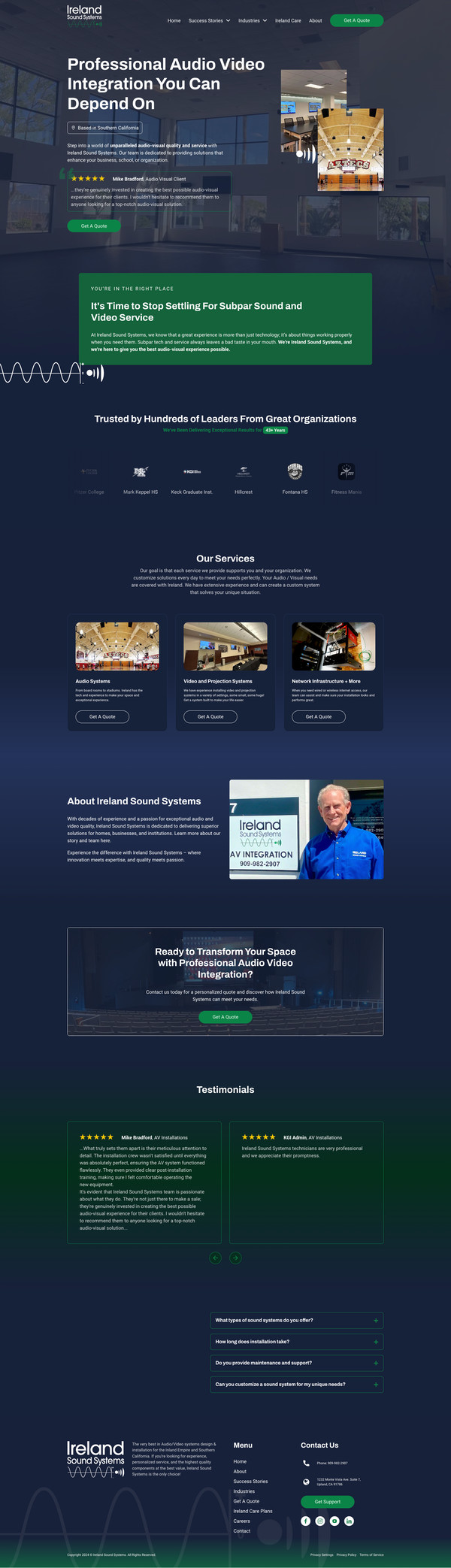 Screenshot of Ireland Sound System's website.