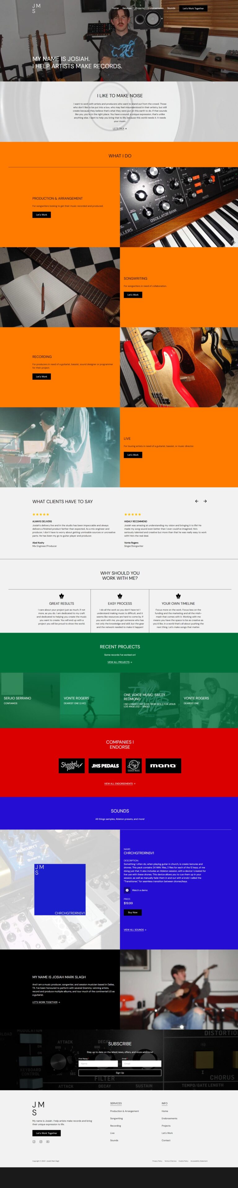 Screenshot of Josiah Mark Slagh's website.